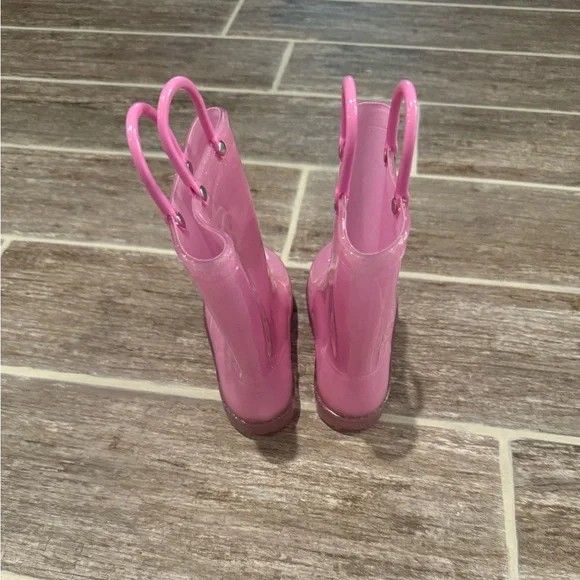 KIDS GIRLS TODDLER PINK GLITTER RAIN BOOT SHOE - Picture 3 of 6